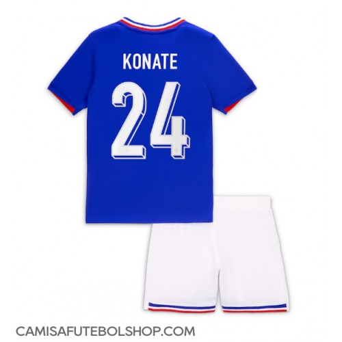 Camisa de time de futebol França Ibrahima Konate #24 Replicas 1º Equipamento Infantil Europeu 2024 Manga Curta (+ Calças curtas)